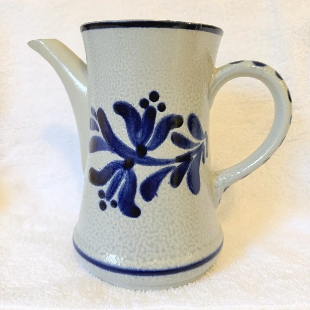 Vintage Wick Werke German Salt Glaze Stoneware  1541 Blue/ Gray Teapot